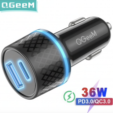 Автомобильное зарядное устройство QGEEM USB 36W USB + USB-C