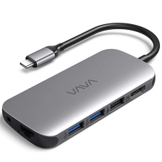 VAVA USB C Hub 9-in-1 Adapter with PD Power Delivery, 4K USB C to HDMI, USB 3.0 Ports,1Gbps (VA-UC006) 