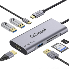 Адаптер USB C Hub QGeeM 7 in 1 HDMI / USB 3.0 / TF Card