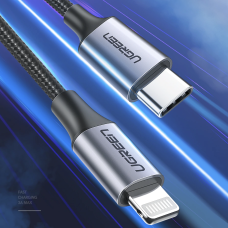 Кабель UGREEN USB-C to Lightning Cable Aluminum with Braided 0,5m Black