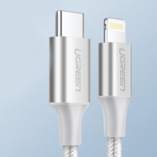 Кабель UGREEN USB-C to Lightning Cable Aluminum with Braided 1m Silver