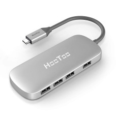 HooToo Type C Adapter Hub with 4 USB 3.0 Ports - Silver