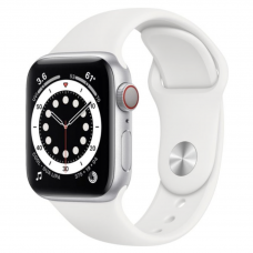 Apple Watch Series 6 GPS + Cellular 40mm Silver Aluminum Case w. White Sport B. (M02N3)