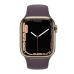 Apple Watch Series 7 GPS + Cellular 41mm Gold S. Steel Case w. Dark Cherry Sport Band (MKHG3)