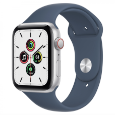 Apple Watch SE GPS + Cellular 44mm Silver Aluminum Case with Abyss Blue Sport Band (MKRJ3, MKRY3)